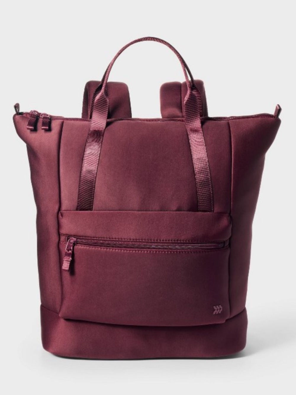 ALL IN MOTION NWT Faux Neoprene Backpack Faux Neoprene Backpack Tote - Maroon - Picture 1 of 8